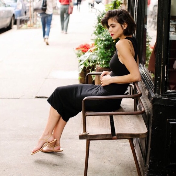 James Perse black scoop neck tank dress