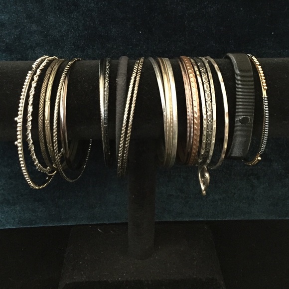 Silver Tone Bangle Bracelets 22pc