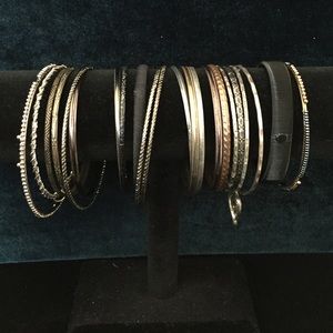 Silver Tone Bangle Bracelets 22pc