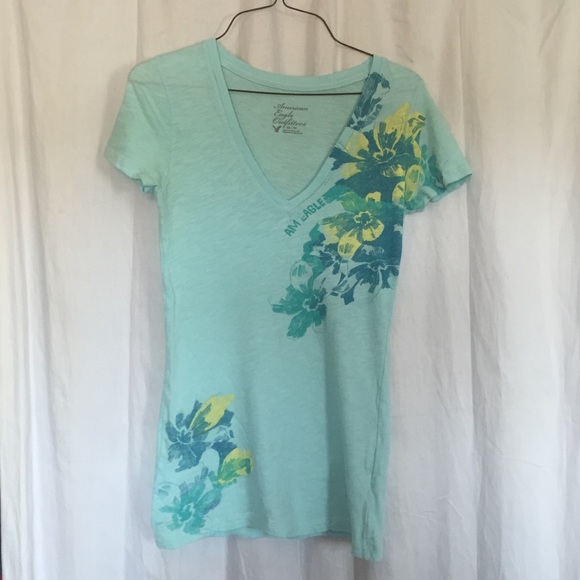 American Eagle Outfitters Teal V-neck