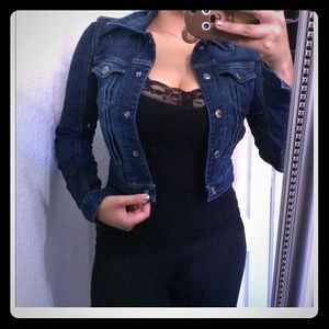 Guess dark blue denim cropped jacket