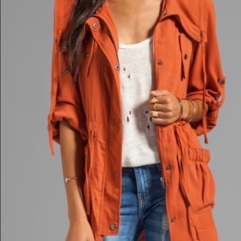 BCBG jacket windbreaker orange anorak style jacket full zipper front trendy look - Picture 1 of 5