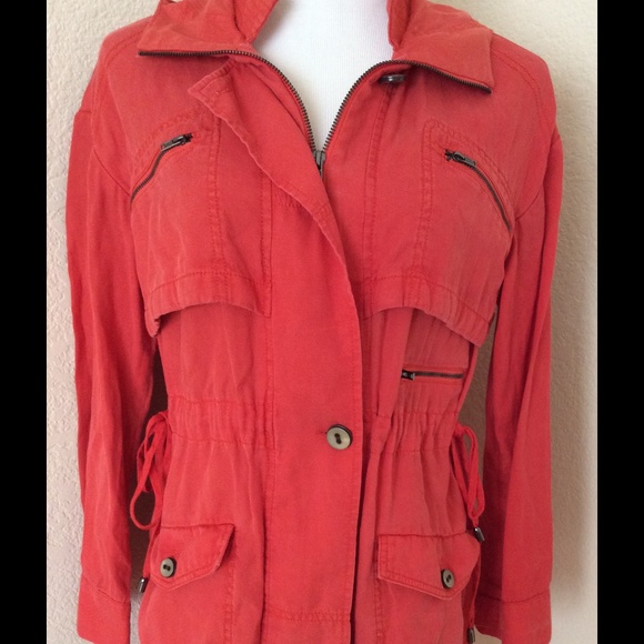 BCBG jacket windbreaker orange anorak style jacket full zipper front trendy look - Picture 2 of 5