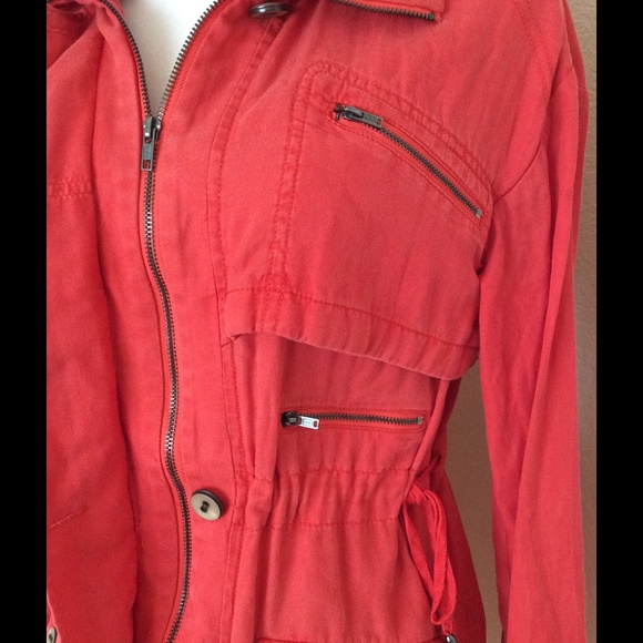 BCBG jacket windbreaker orange anorak style jacket full zipper front trendy look - Picture 5 of 5