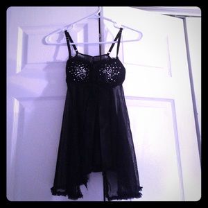 HOLD**Black rhinestone Victoria's Secret babydoll
