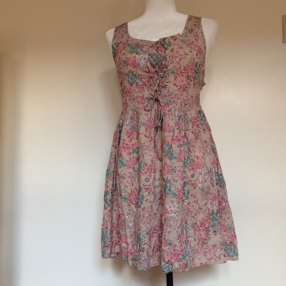 Band of Gypsies Lace Up Floral Garden Dress