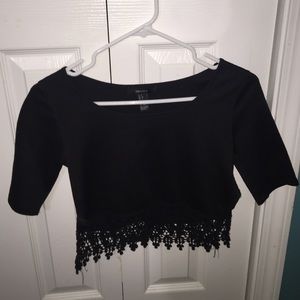 black forever 21 crop top with lace