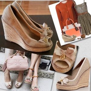 TORY BURCH Jackie peep toe espadrilles wedges SZ 8 TORY BURCH Jackie peep toe espadrilles wedges SZ 8