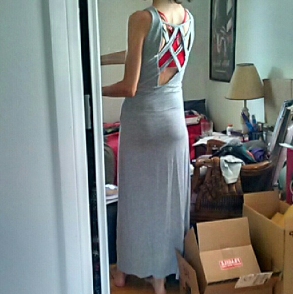 ~SOLD~ Lattice back heather grey maxi dress - Picture 2 of 2