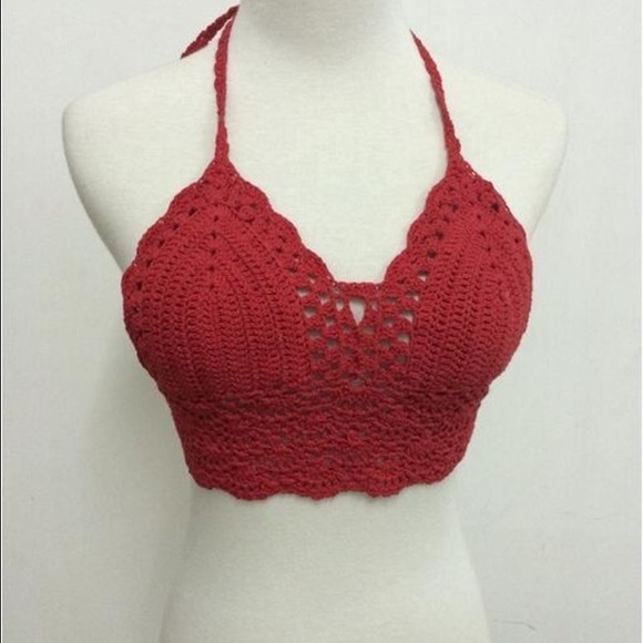 Halter neck crochet crop top. ONLY RED LEFT - Picture 2 of 2