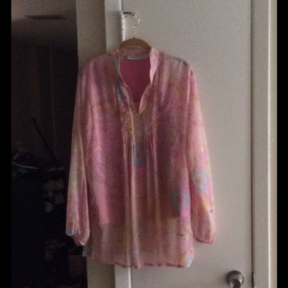 Susan Graver Sheer Chiffon Tunic Blouse