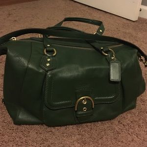 Coach leather hunter green purse