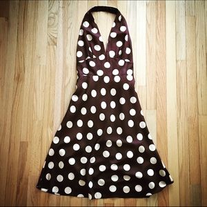 Chocolate and Cream Polka Dot halter dress