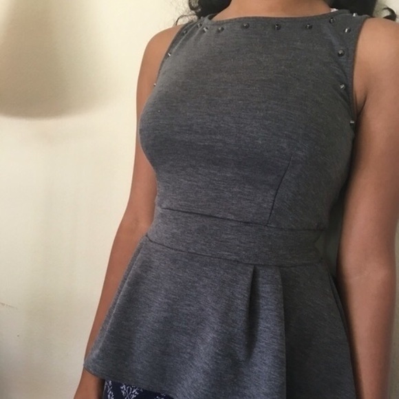 Grey Peplum Top