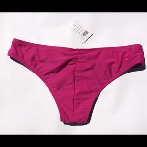Volcom Rouched Solid Pink Bikini Bottom -Sm-NWT!