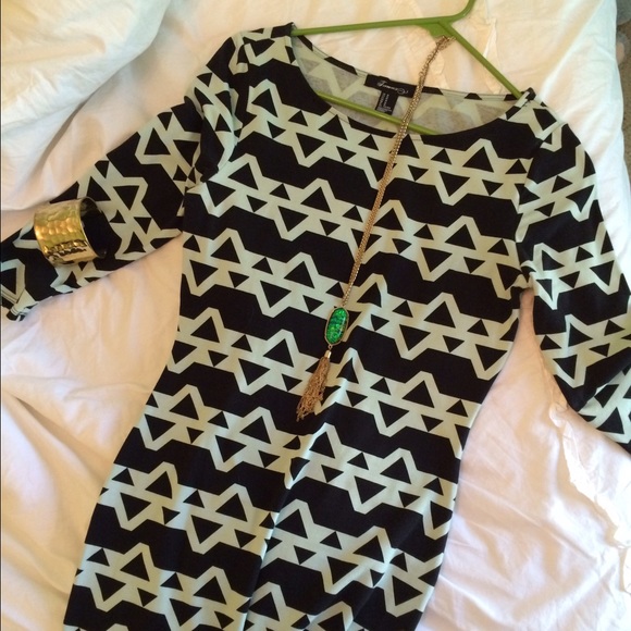 Forever 21 Mint & Black Tribal Print Bodycon dress