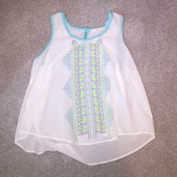 Tops - LUSH teal/sheer/neon yellow tank Tops - LUSH teal/sheer/neon yellow tank