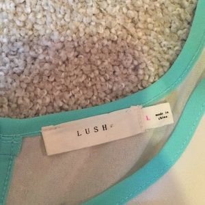 Tops - LUSH teal/sheer/neon yellow tank Tops - LUSH teal/sheer/neon yellow tank