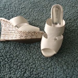 White wedge heels