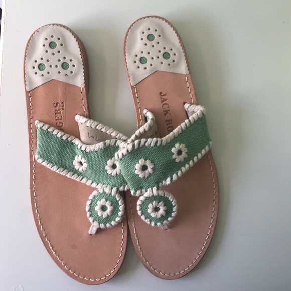 Green canvas jack Roger sandals NWT