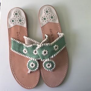 Green canvas jack Roger sandals NWT