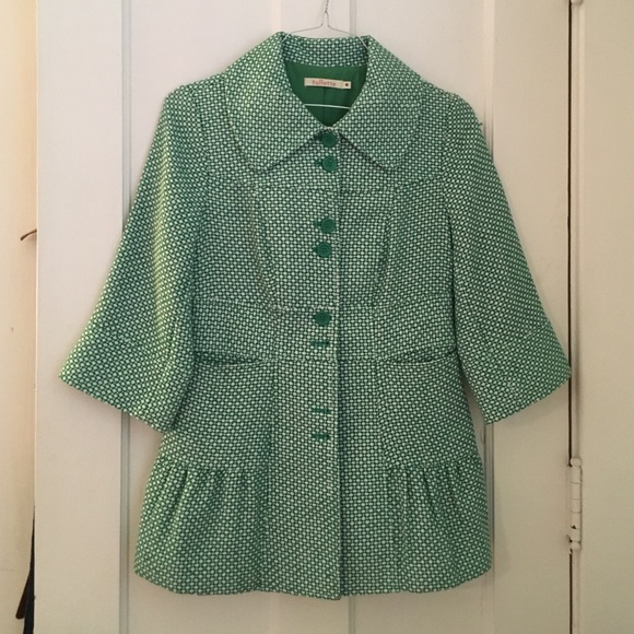 Tullette Jackets & Blazers - Green and white tweed jacket size medium