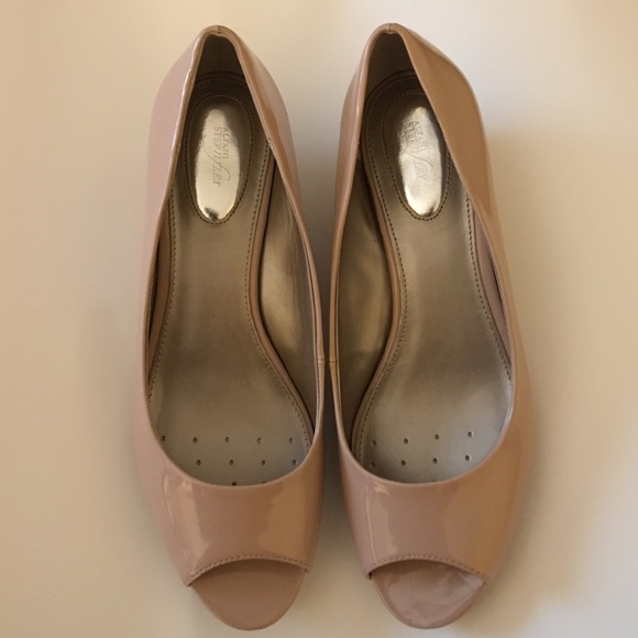 Alfani Nude Peep - Toe Wedges