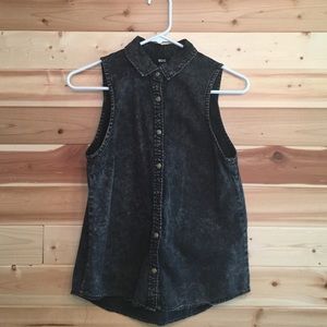 Sleeveless acid wash top