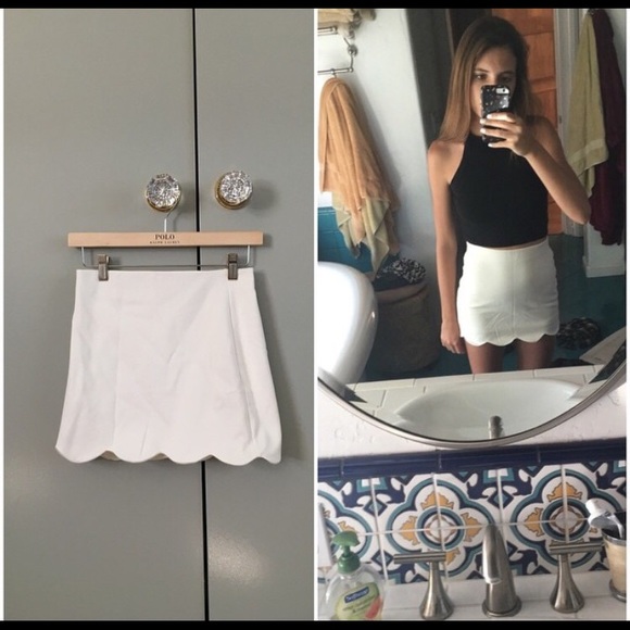 White Scalloped Mini Skirt from Topshop