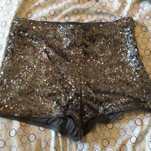 Silver high waisted shorts