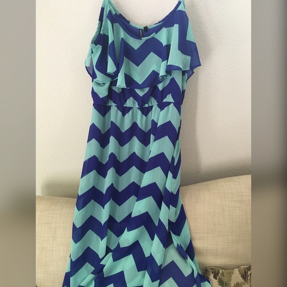 Blue Chevron Maxi Dress HeartSoul