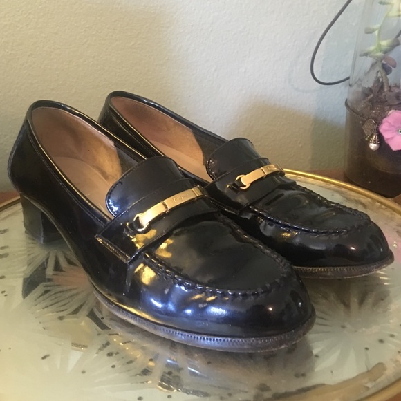 Salvatore Ferragamo black patent leather loafer