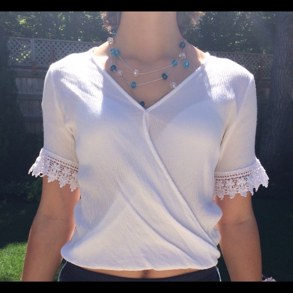 Francesca's white v-neck top NWOT