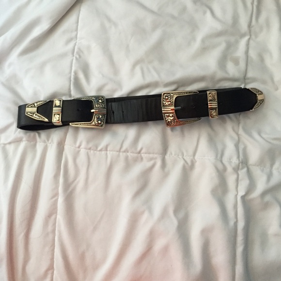 Gold & Black Double Buckle Belt