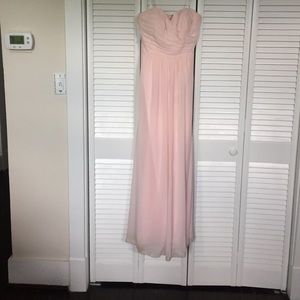 B2 Blush pink strapless bridesmaid dress