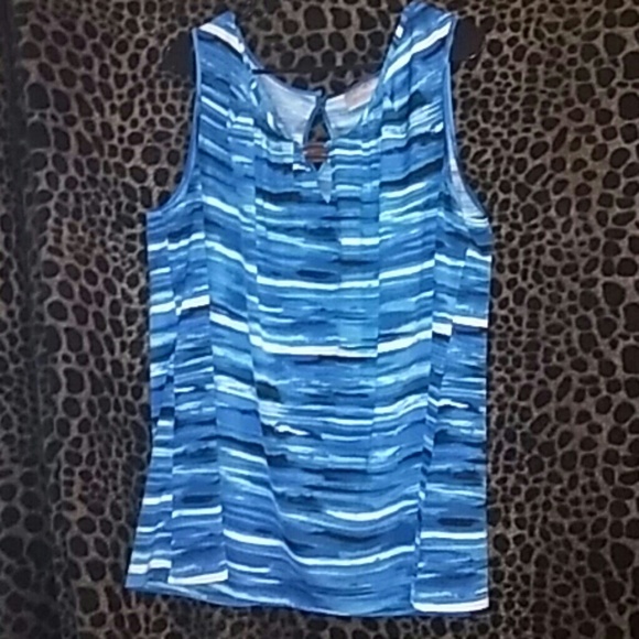 Blue Brush-Stroke Pattern Tank