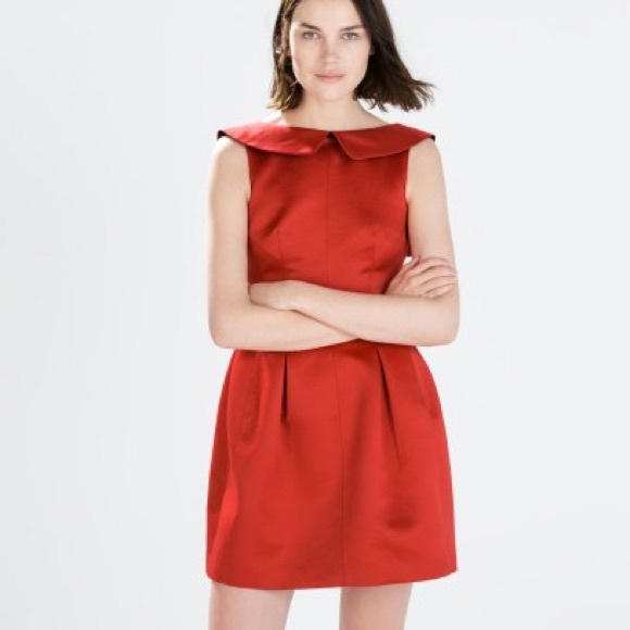 red satin dress zara Vestido Rojo Vestido De Satin