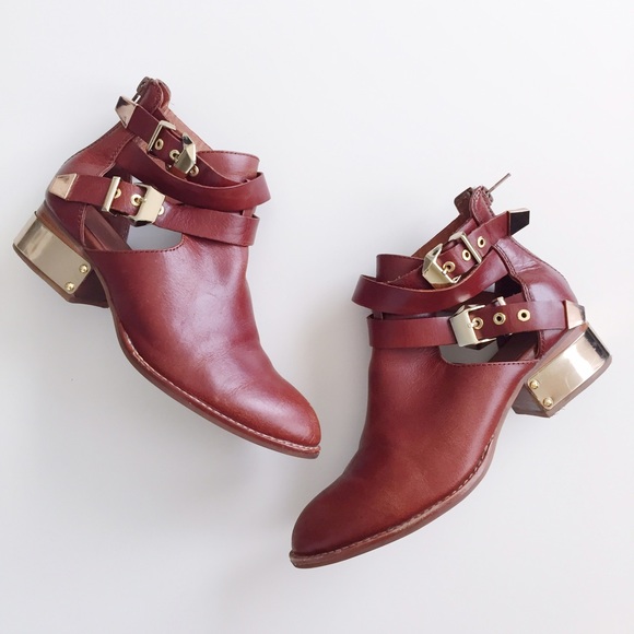 Jeffrey Campbell Shoes - Jeffrey Campbell brown Everly Cutout gold booties