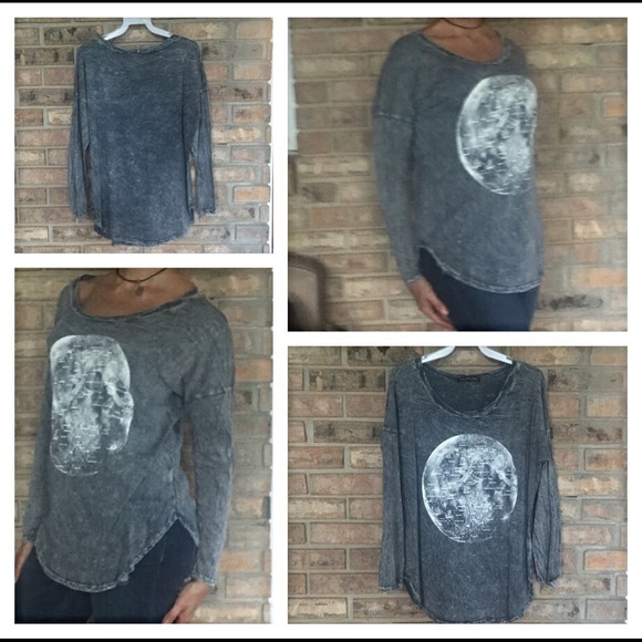 Soft long sleeved Celestial Grey Wash Tshirt Small - Picture 2 of 4