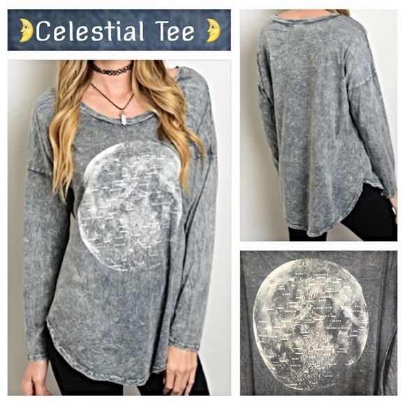 Soft long sleeved Celestial Grey Wash Tshirt Small - Picture 4 of 4