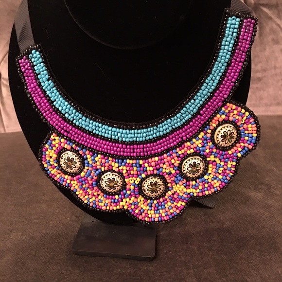 Stunning beaded anthropology style necklace