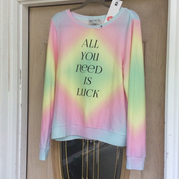 Wildfox Sweaters - NWT WILDFOX ALL YOU NEED IS LUCK BBJ 🌈