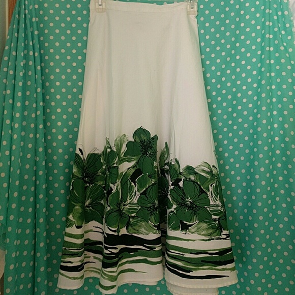 Coldwater Creek Dresses & Skirts - Green Floral Petite Maxi Skirt