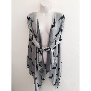Bat Print High Low Cardigan