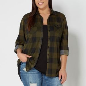 Green Buffalo Plaid Button Up