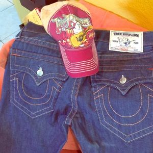 True Religion authentic hat and jeans men's 30