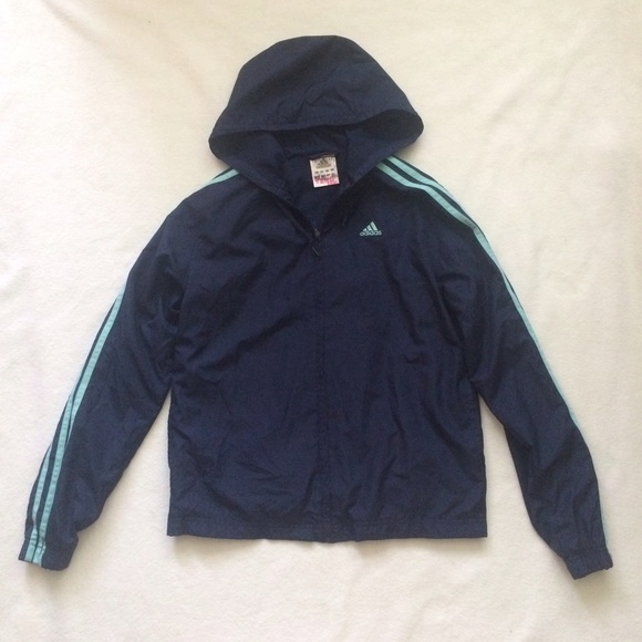 Adidas Navy Track Jacket With Teal Trim Small