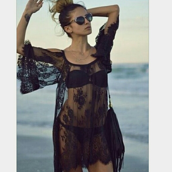 Bohemian Off-shoulder Lace Dress Tunic - Picture 2 of 2