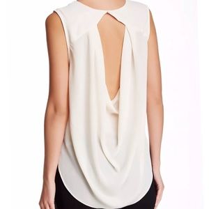 Willow Clay Drape Back Date Tank Blouse Ivory XS M