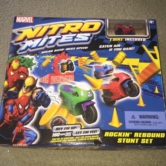 NEW! Marvel Nitro Mites Rockin' Rebound Stunt Set